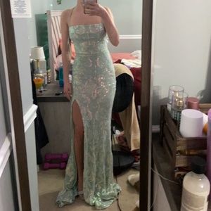 Mint green sparkly Prom dress